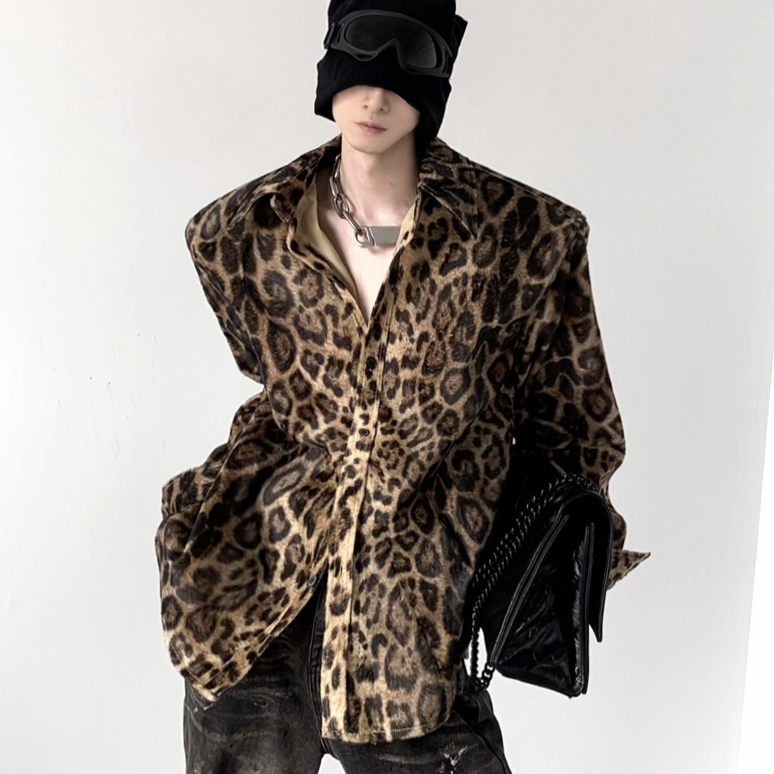 トップス Yシャツ ヒョウ柄 レオパード 柄シャツ カジュアル