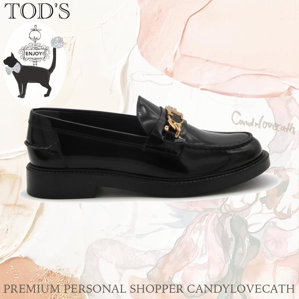 ローファー・オックスフォード TOD'S BLACK LEATHER LOAFERS