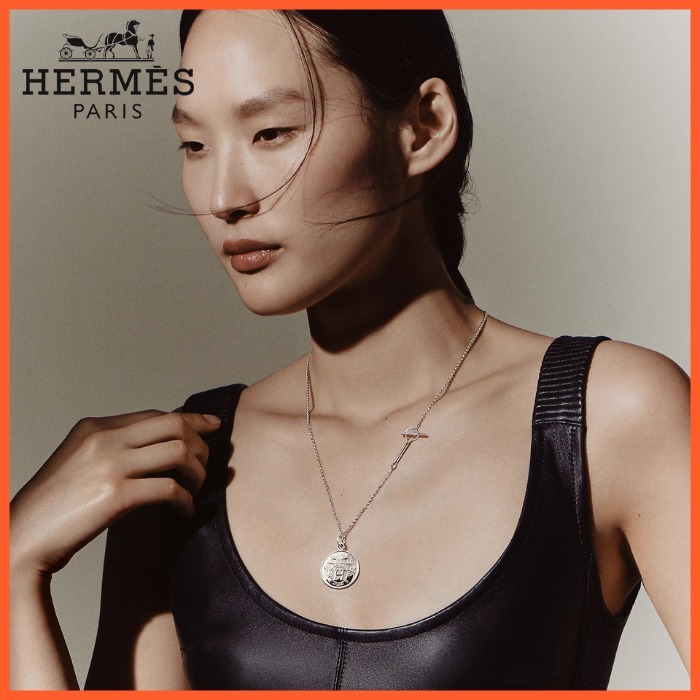 【美しい】HERMES Collier Hermes Ex-Libris, moyen modele