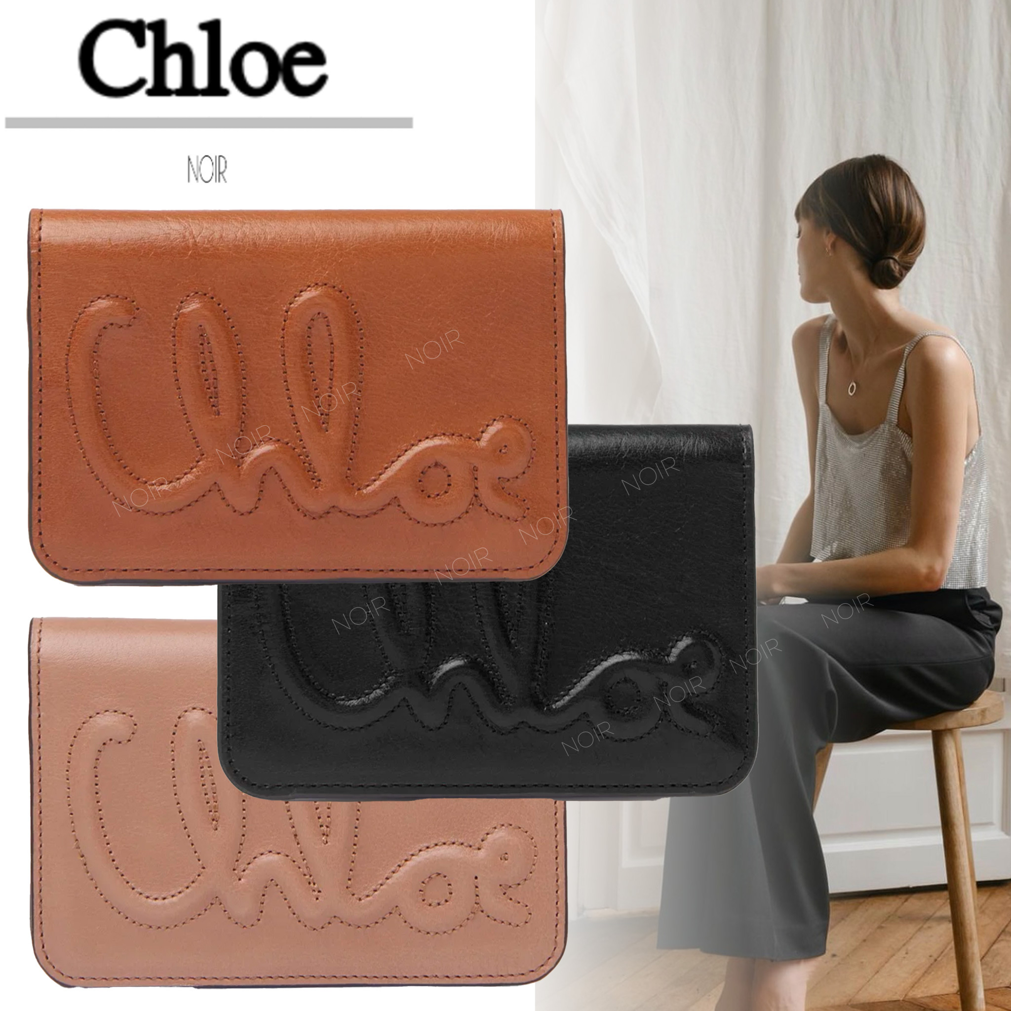国内即発★Chloe レザー製クロエ Cバイフォールドウォレット