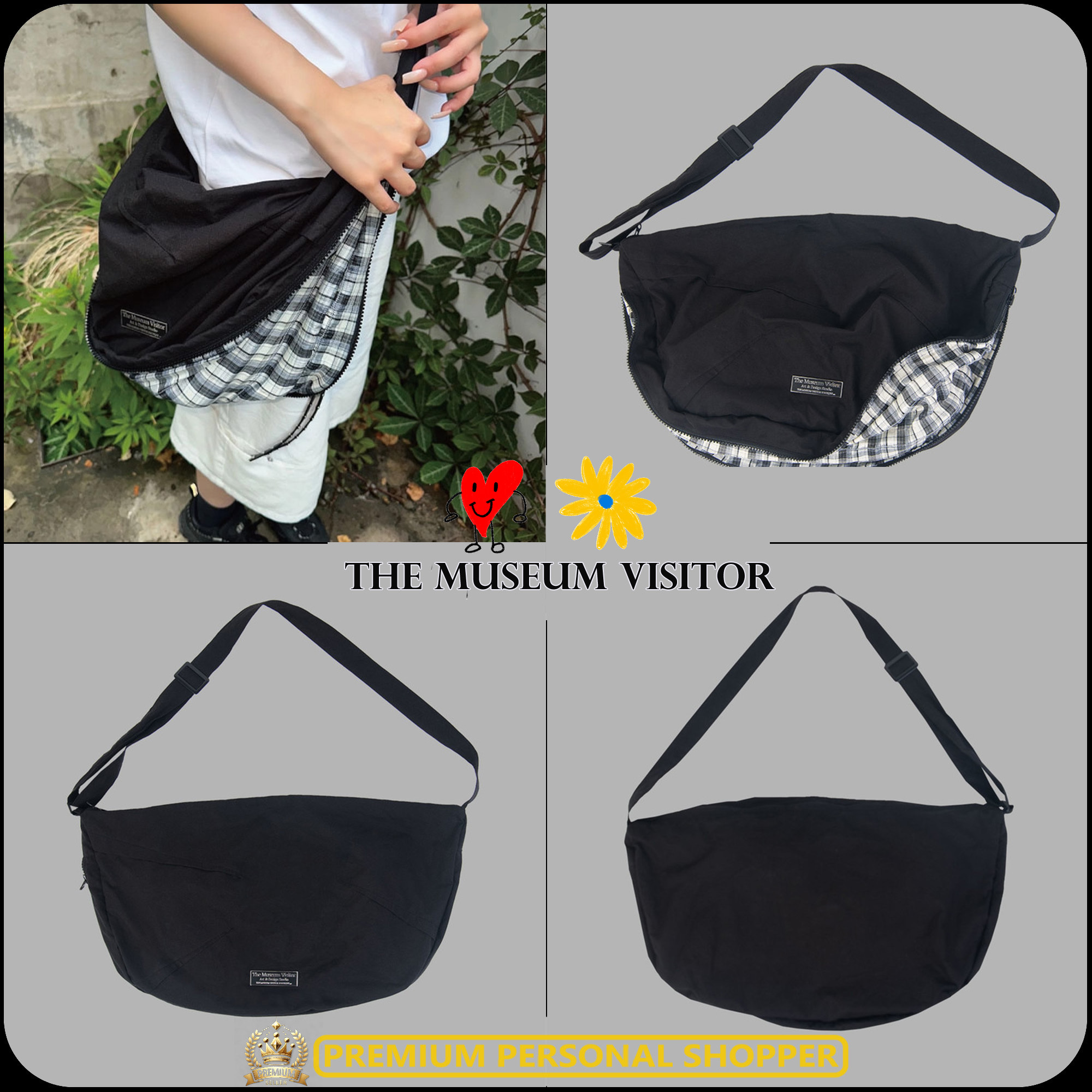[THE MUSEUM VISITOR]★韓国人気★CHECK ZIPPER CROSS BAG