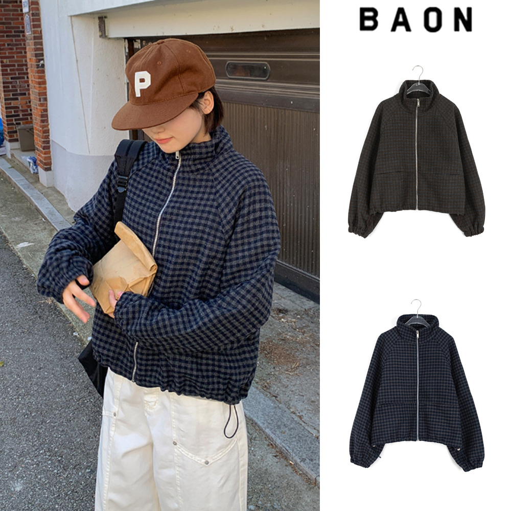 【BAON】Gonu String Check Raglan Jacket