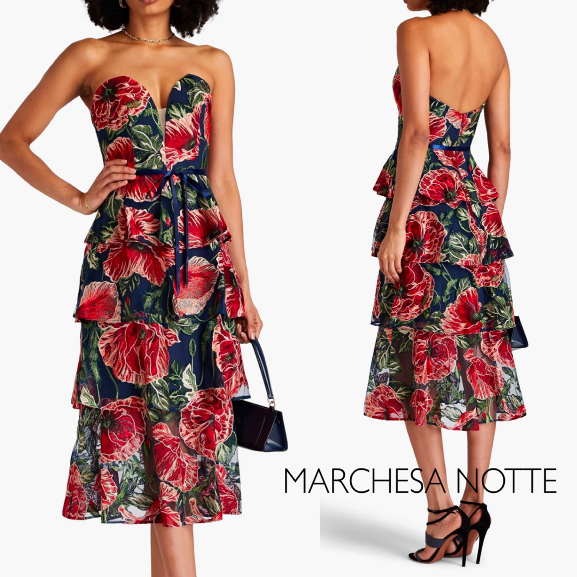 チュール★ティアード★ベアトップ★ワンピース★MARCHESA NOTTE