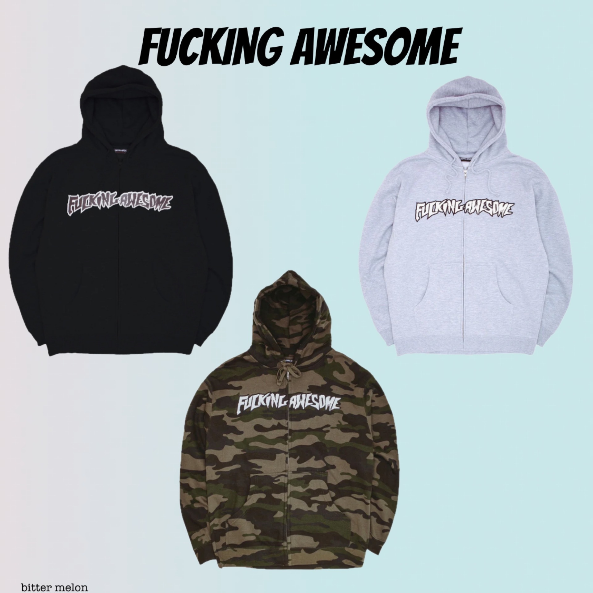 在庫わずか★FUCKING AWESOME★ STAMP LOGO フルジップ フーディ