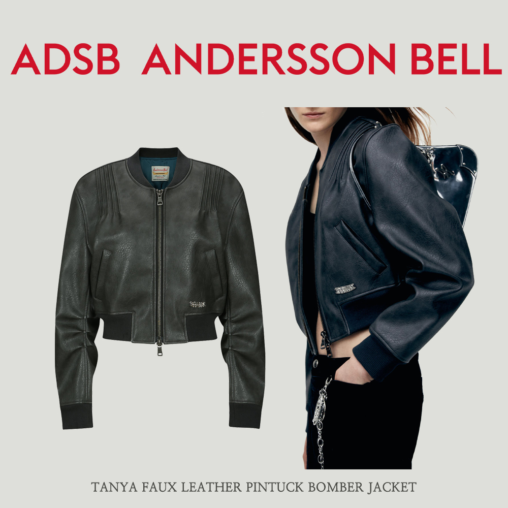 【ANDERSSON BELL】TANYA FAUX LEATHER PINTUCK BOMBER JACKET