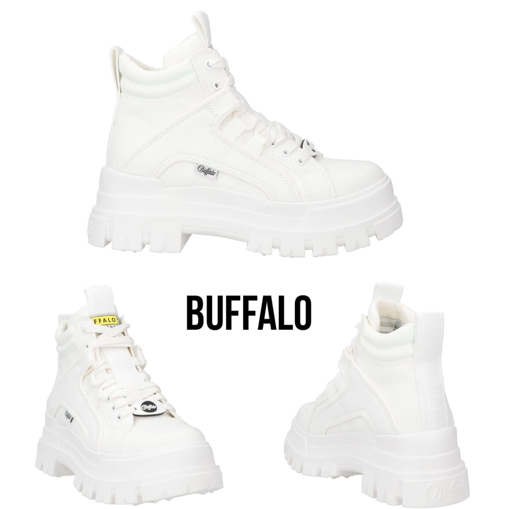 送料関税込み☆BUFFALO ロゴ キャンバス チャンキーブーツ