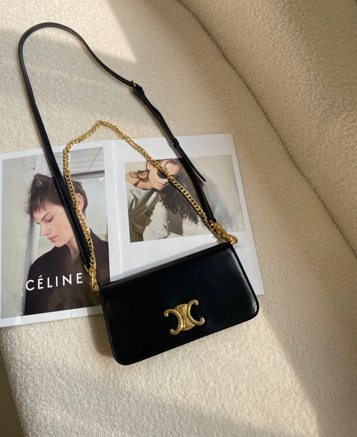 【2way♡】CELINE シャイニーカーフスキン マルチポシェト