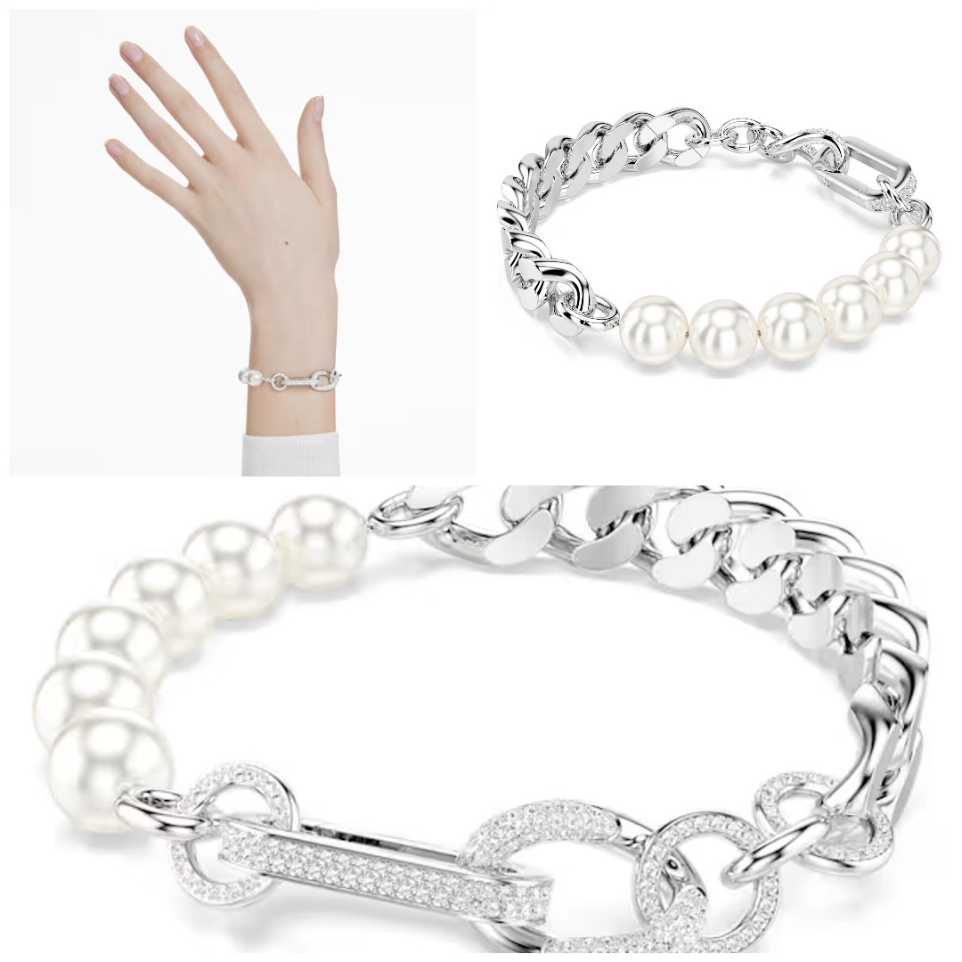《SWAROVSKI》DEXTRA Crystal pearl, Mixed links ブレスレット