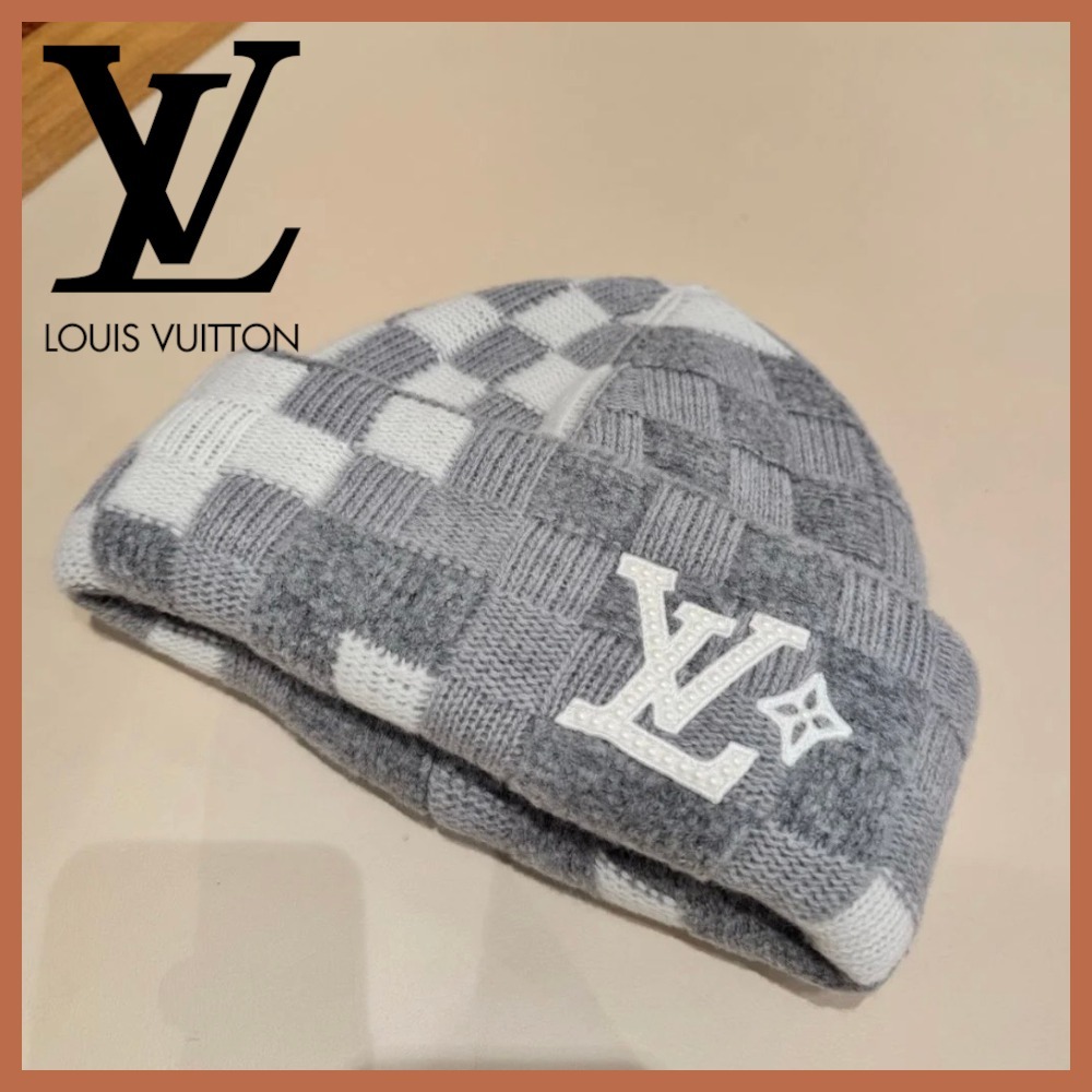 Louis Vuitton ダモフラージュニットキャップパール付きリバーシブル