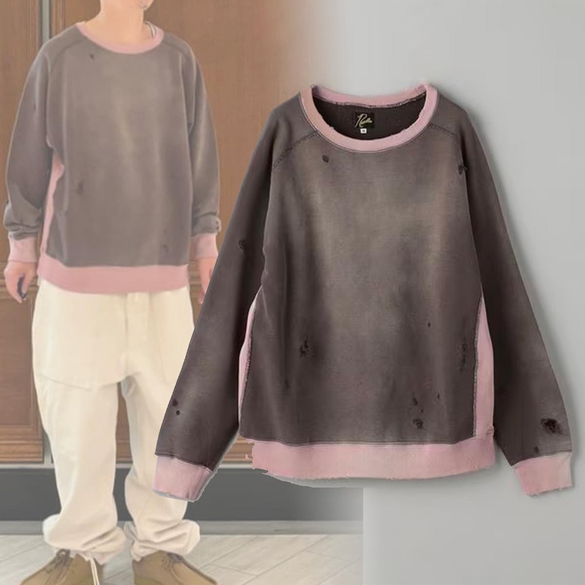 【Needles】2-TONE SWEAT SHIRT スウェット ダメージ すぐ届く