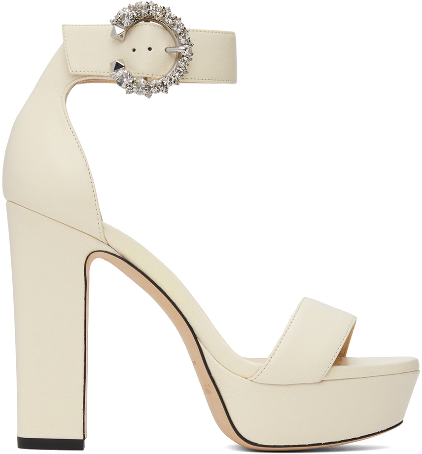 【関税込み】Jimmy Choo オフホワイト Mionne 120 サンダル