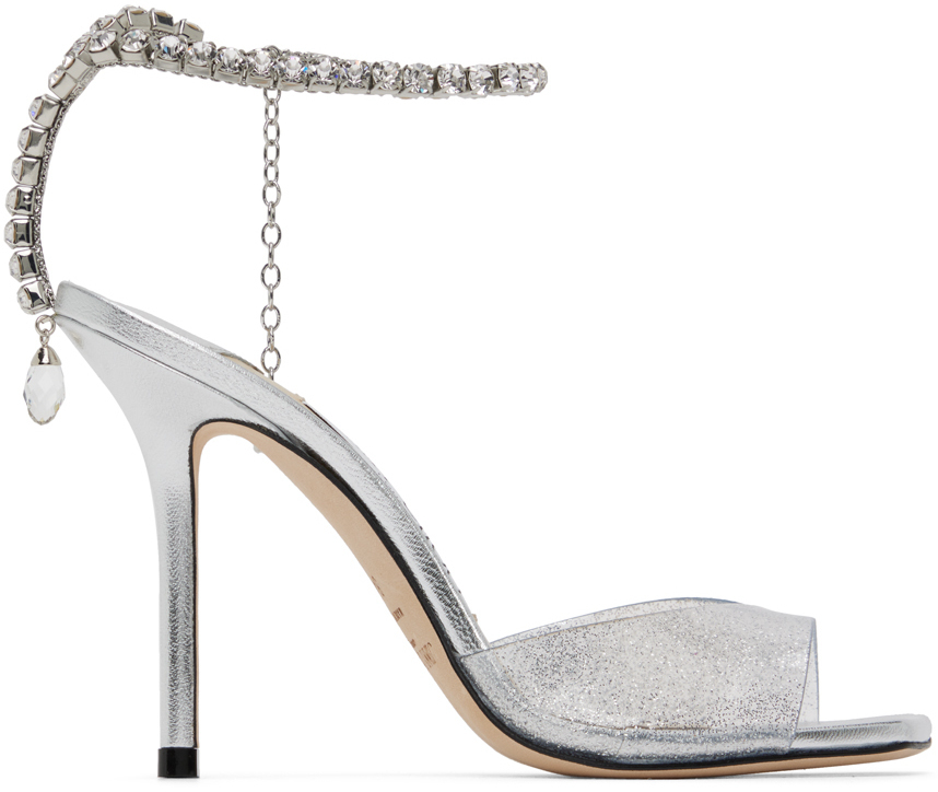 【関税込み】Jimmy Choo シルバー Saeda 100 ヒールサンダル