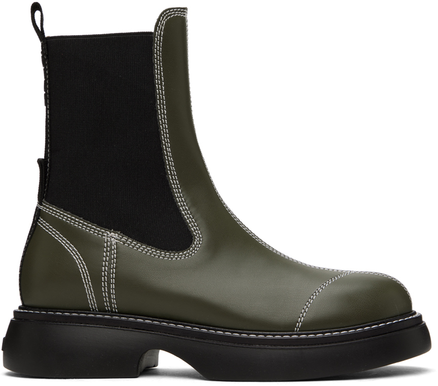 【関税込み】GANNI グリーン Everyday Mid チェルシーブーツ