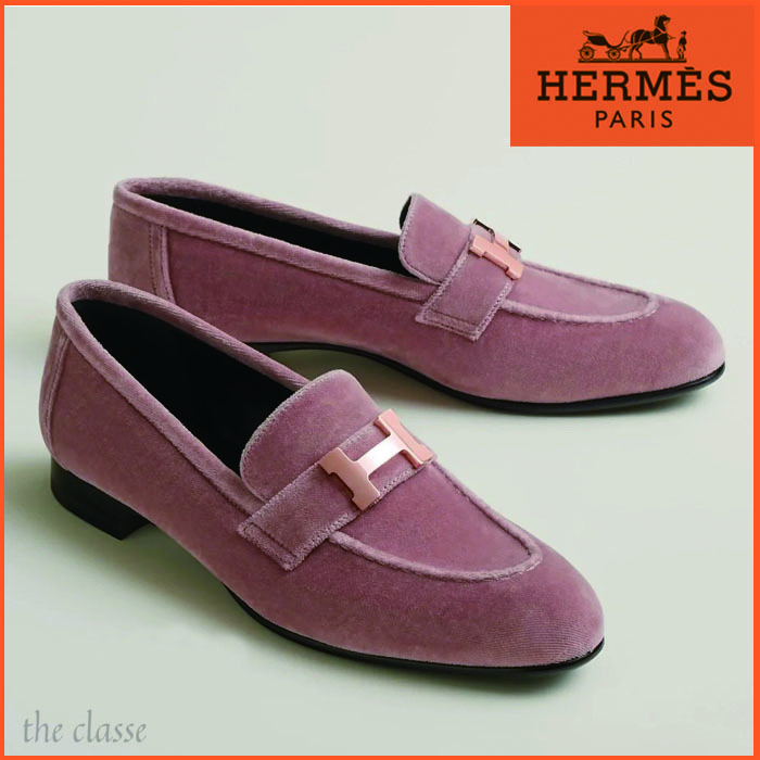 【上品カラー♪】HERMES モカシン PARIS 美ベロア