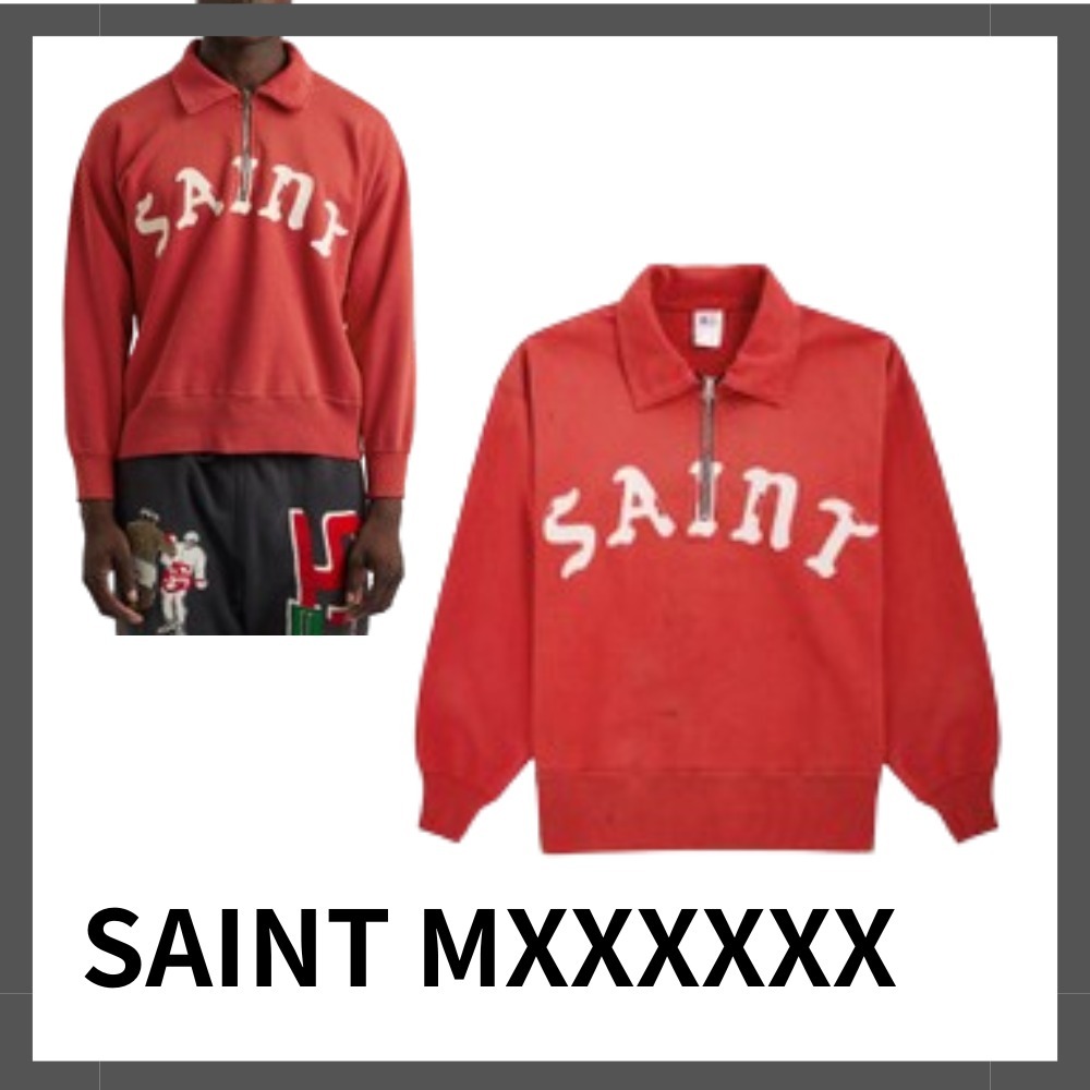 スウェット・トレーナー SAINT MXXXXXX Saint logo half-zip cotton sweatshirt
