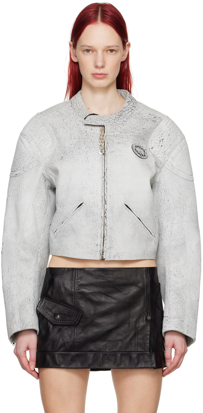 【関税込み】Acne Studios グレー クラック レザージャケット