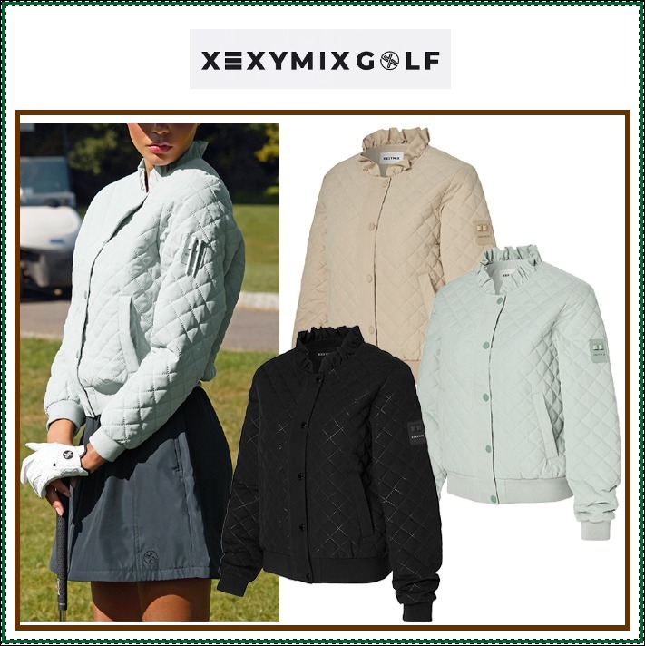 【XEXYMIX GOLF】 Ruffle Neck Quilting Jumper ■WOMAN /追跡付