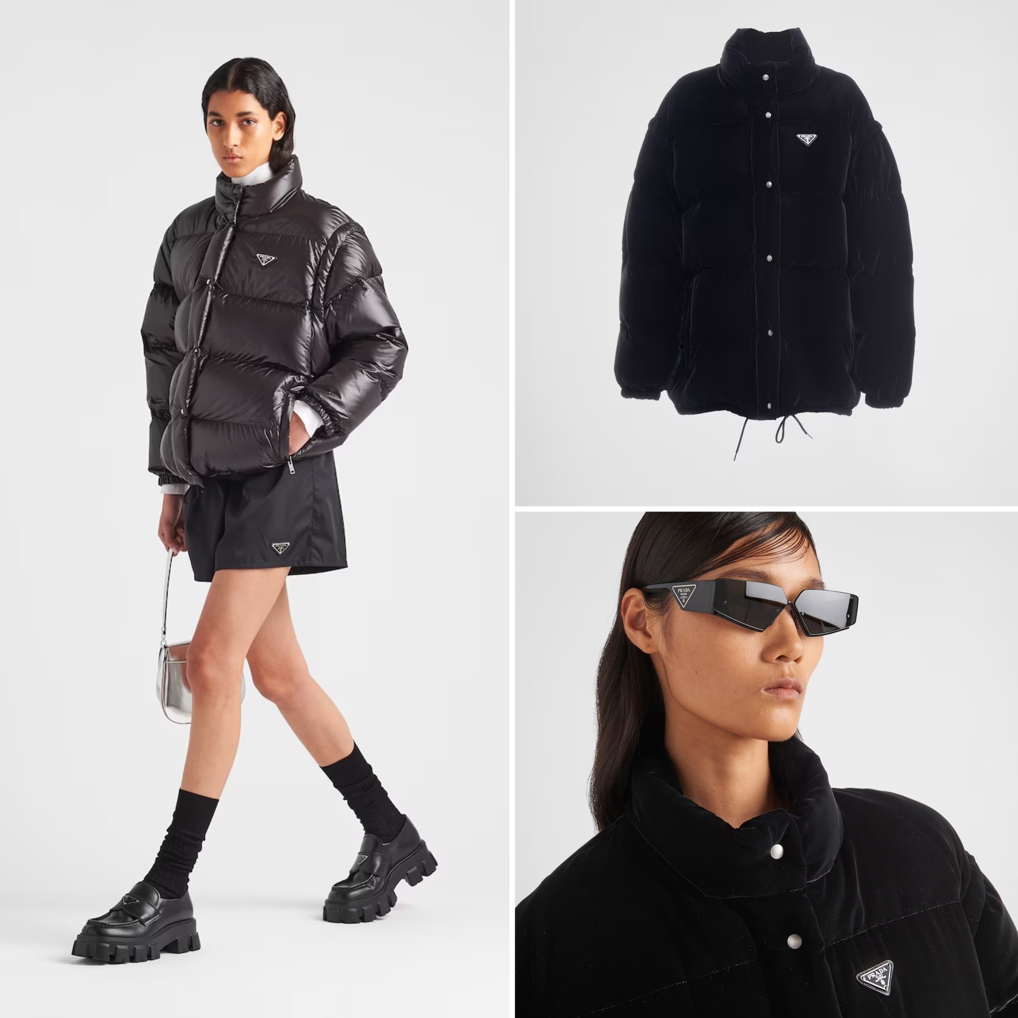 《送料無料》PRADA Convertible velvet down jacket