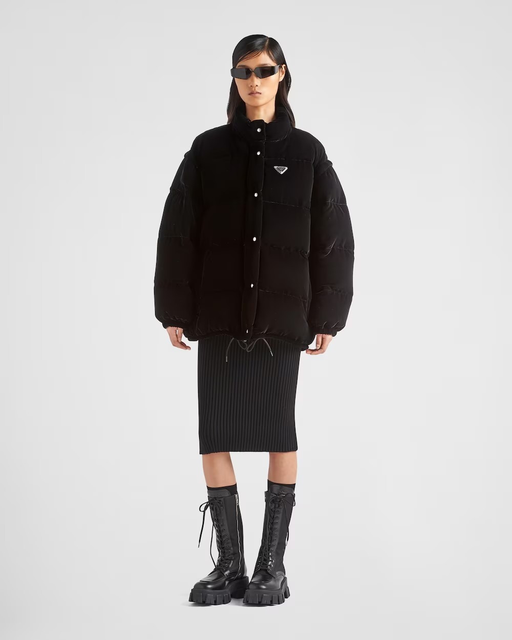 《送料無料》PRADA Convertible velvet down jacket