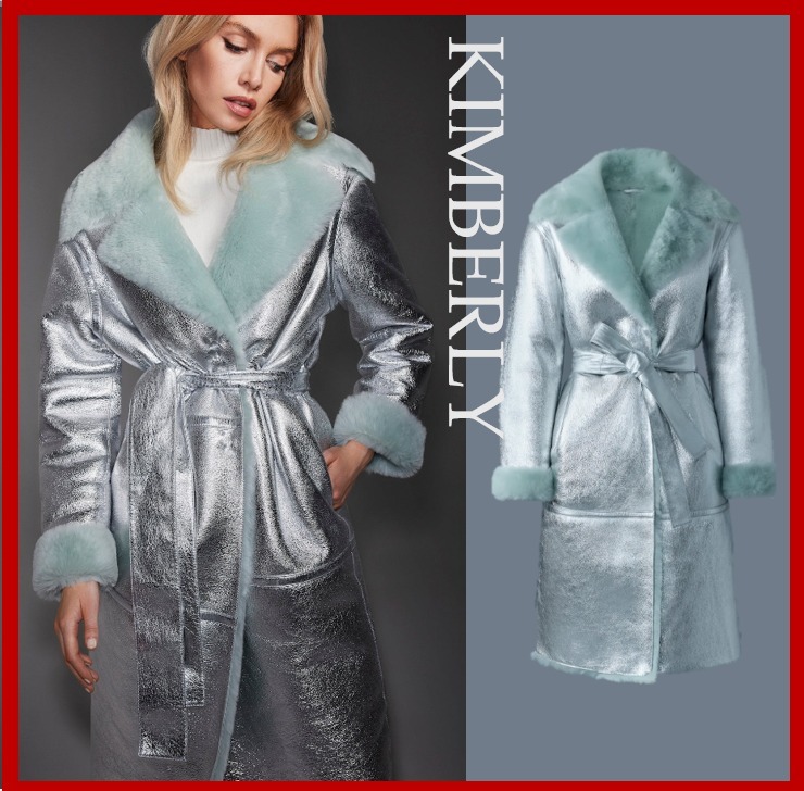 【マッカージュ】KIMBERLY ロングレザー シアリングコート