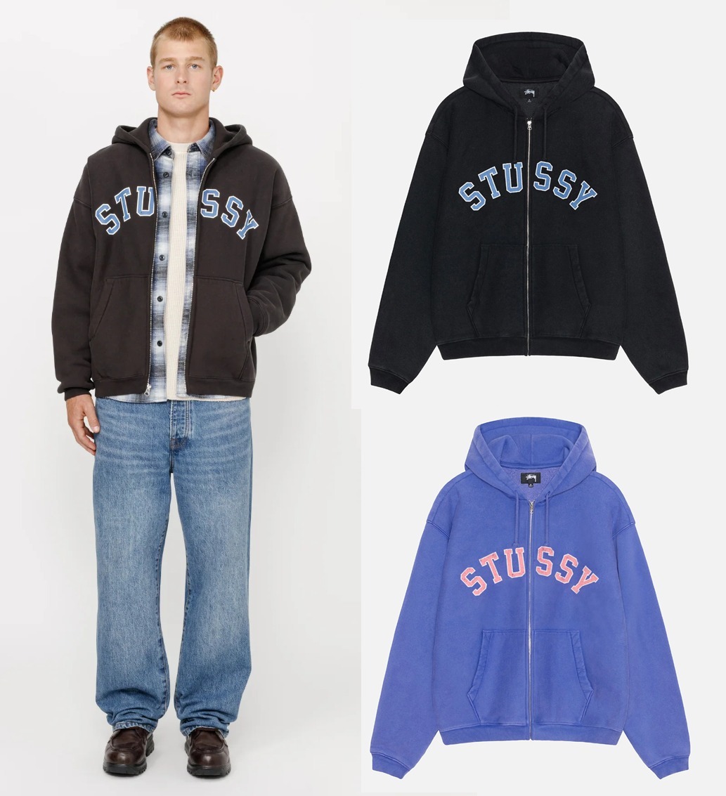 US発【STUSSY】 FADED GRAPHIC ZIP HOODIE☆ プリントフーディ