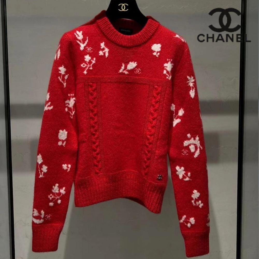 CHANEL 24SS 花柄刺繍 ニットセーター 38