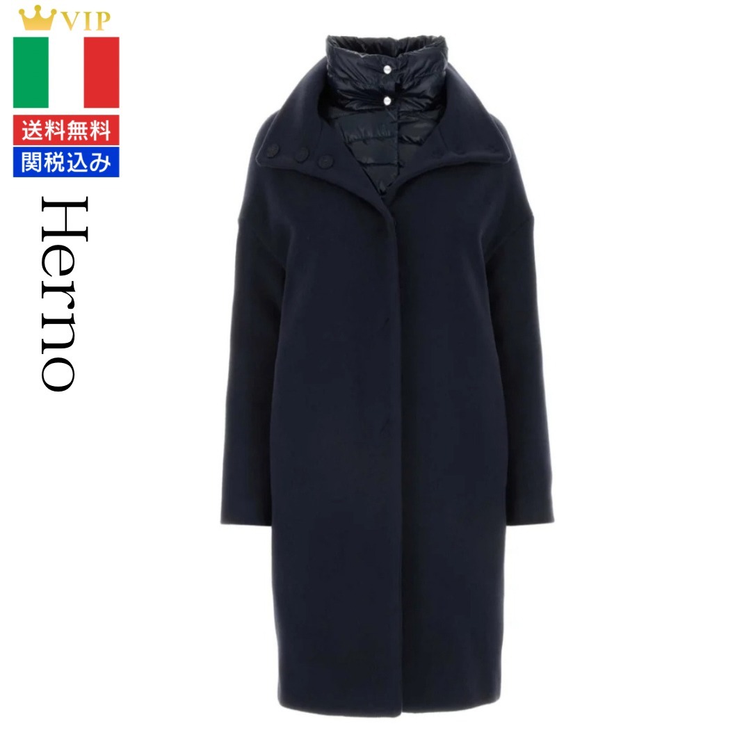 VIP【送料関税込】Herno Dark Blue Wool Blend Coat