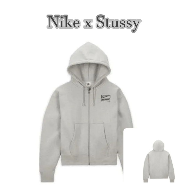 ★Nike x Stussy Full Zip Fleece Hoodie Grey Heather ★