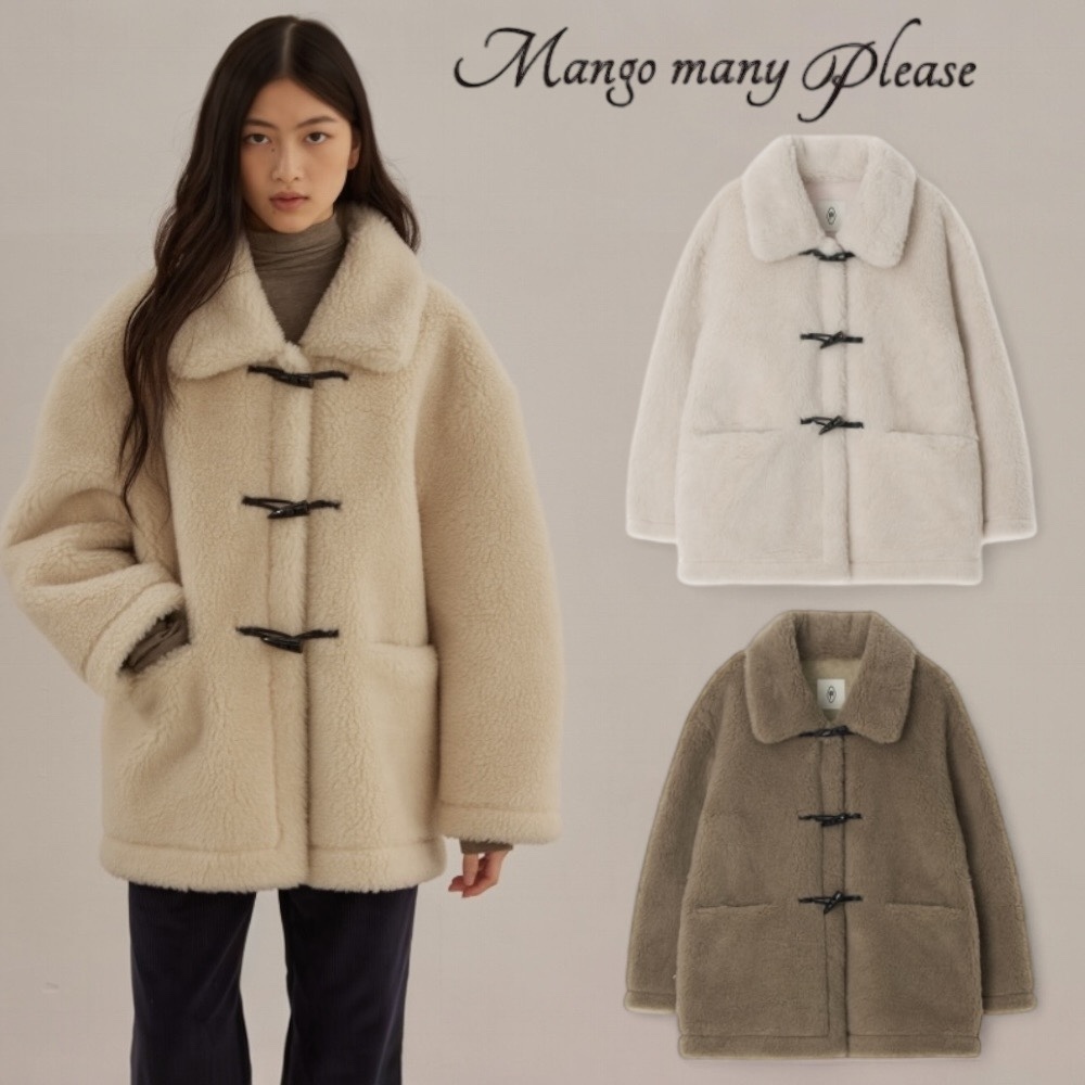 ムートン・ファーコート MangoManyPlease NAVAN DUFFLE HALF COAT_2colors