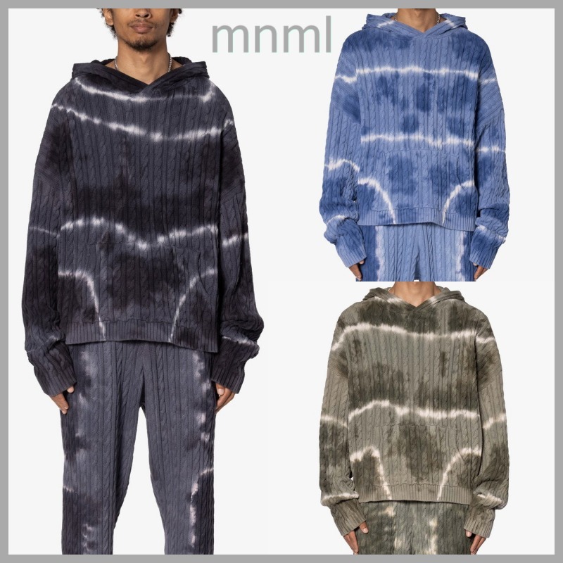 【MNML】TIE DYE ケーブル ニット パーカー *送料/関税込み*