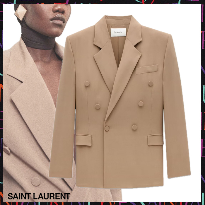 Saint Laurent《ジャケット》シルククレープ ベージュ DHL 直営