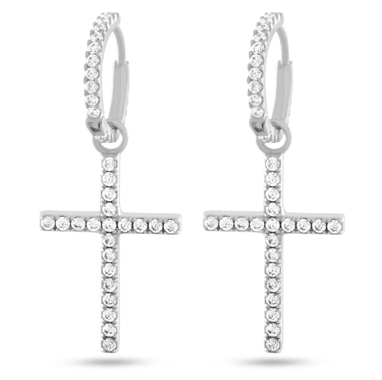 送税込【King Ice】Cross of Centrality Earrings 1.6in (2色)♪