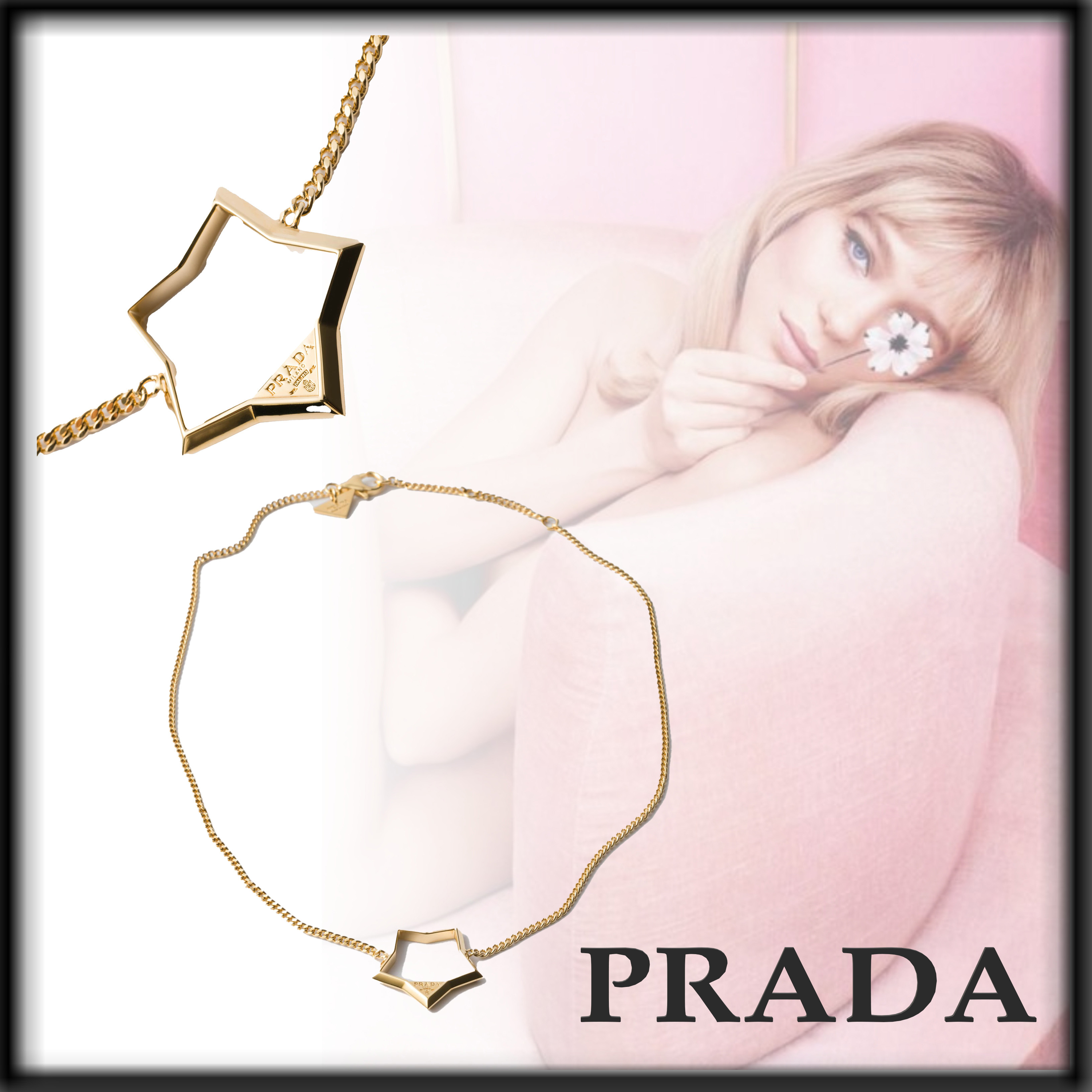 PRADA お洒落 スターペンダント ネックレス