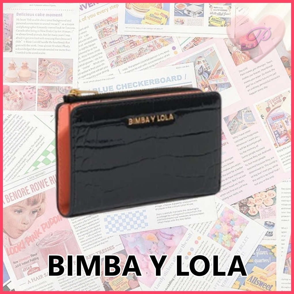 [BIMBA Y LOLA]フラップカードホルダー付クロコ型押しミニ財布