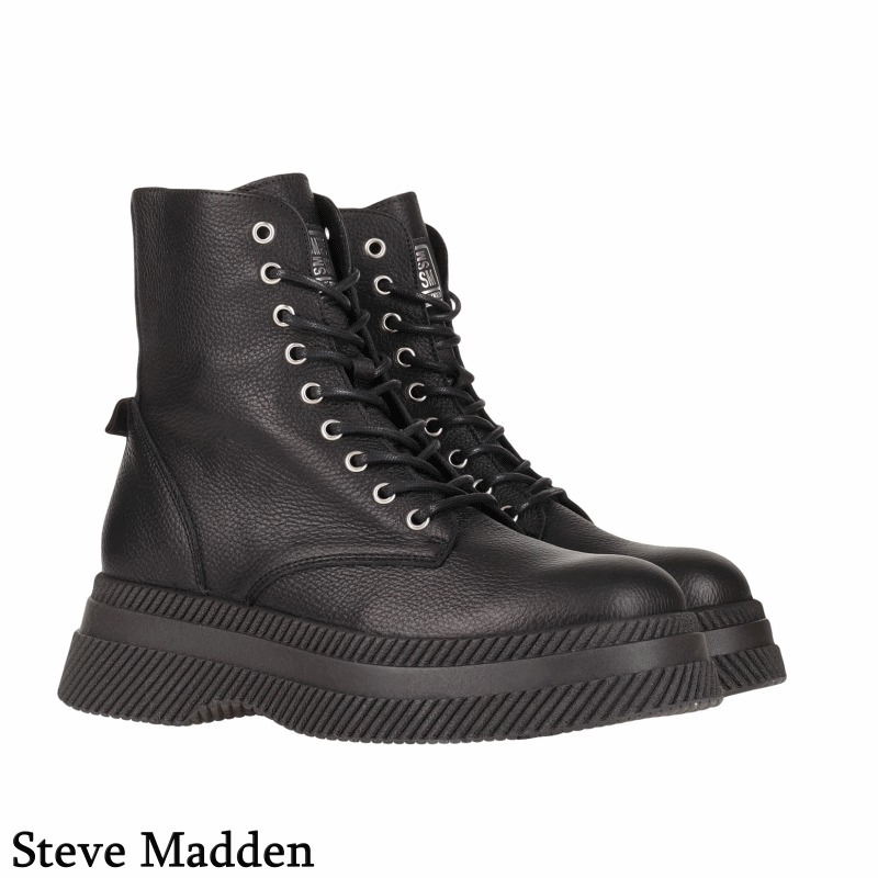 【Steve Madden】ロゴ チャンキーブーツ ‐Black *送料込