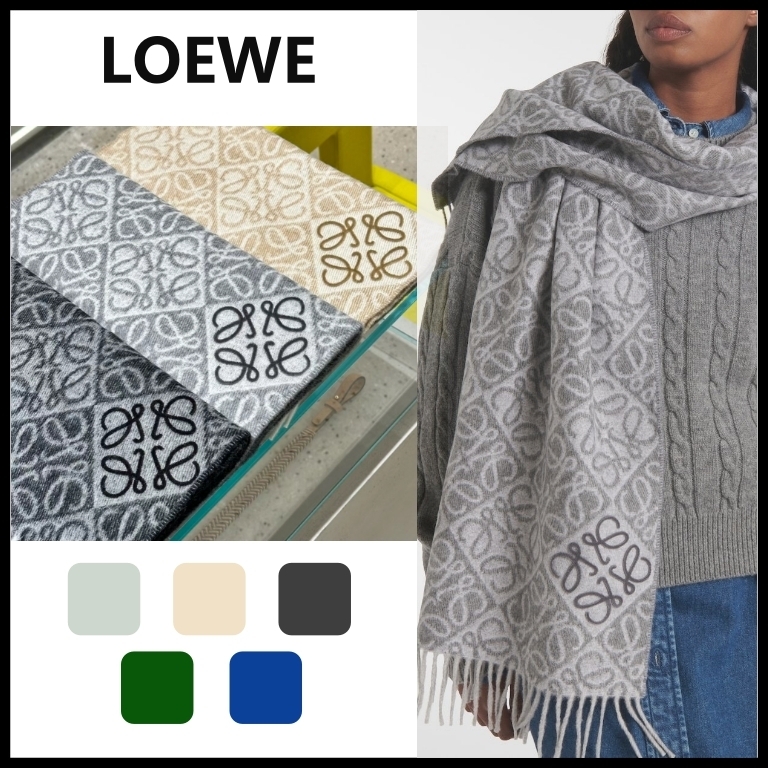 【LOEWE】ロエベ アナグラム ウール＆カシミア スカーフ