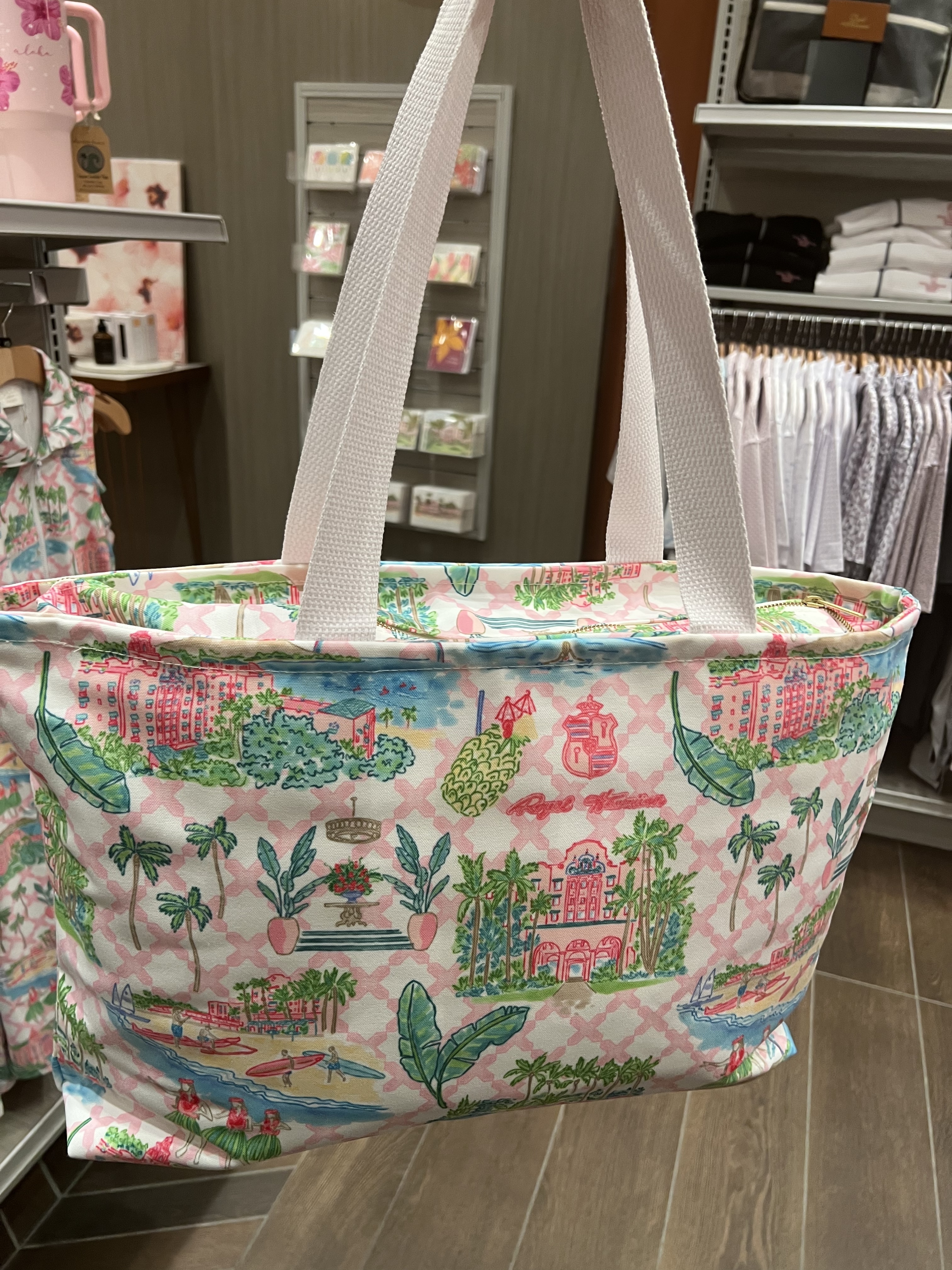 ハワイ☆ Hawaiian限定 マーケットトートバッグ (イラスト)