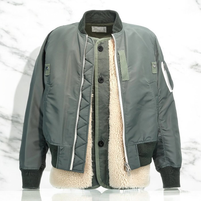★関税込み★【SACAI】ジップアップ ボンバー ジャケット カーキ