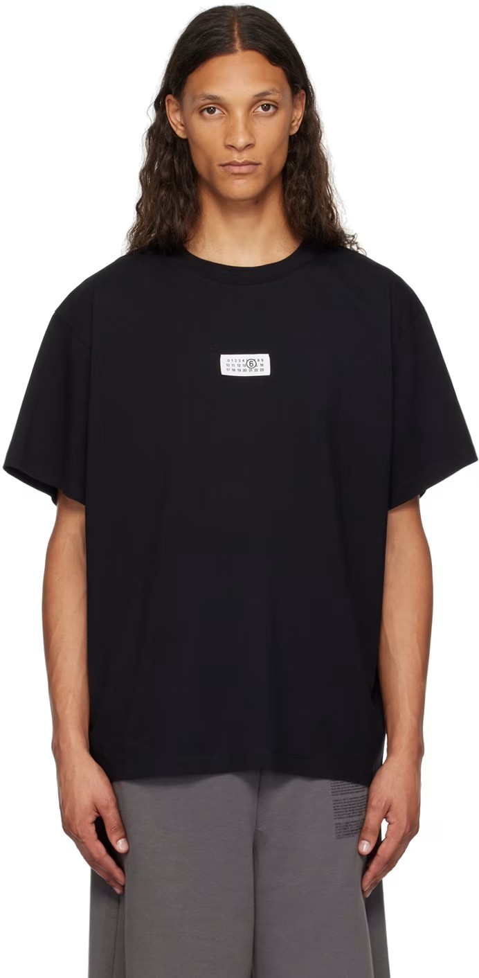 MM6 Maison Margiela ブラック ロゴパッチ Tシャツ