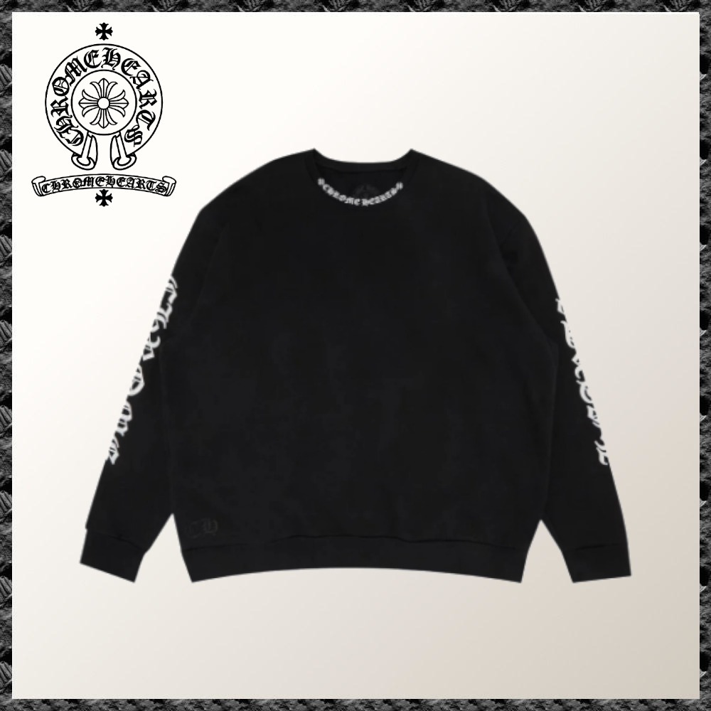 CHROME HEARTS◆ネックロゴ クルーネック 黒 スウェットシャツ