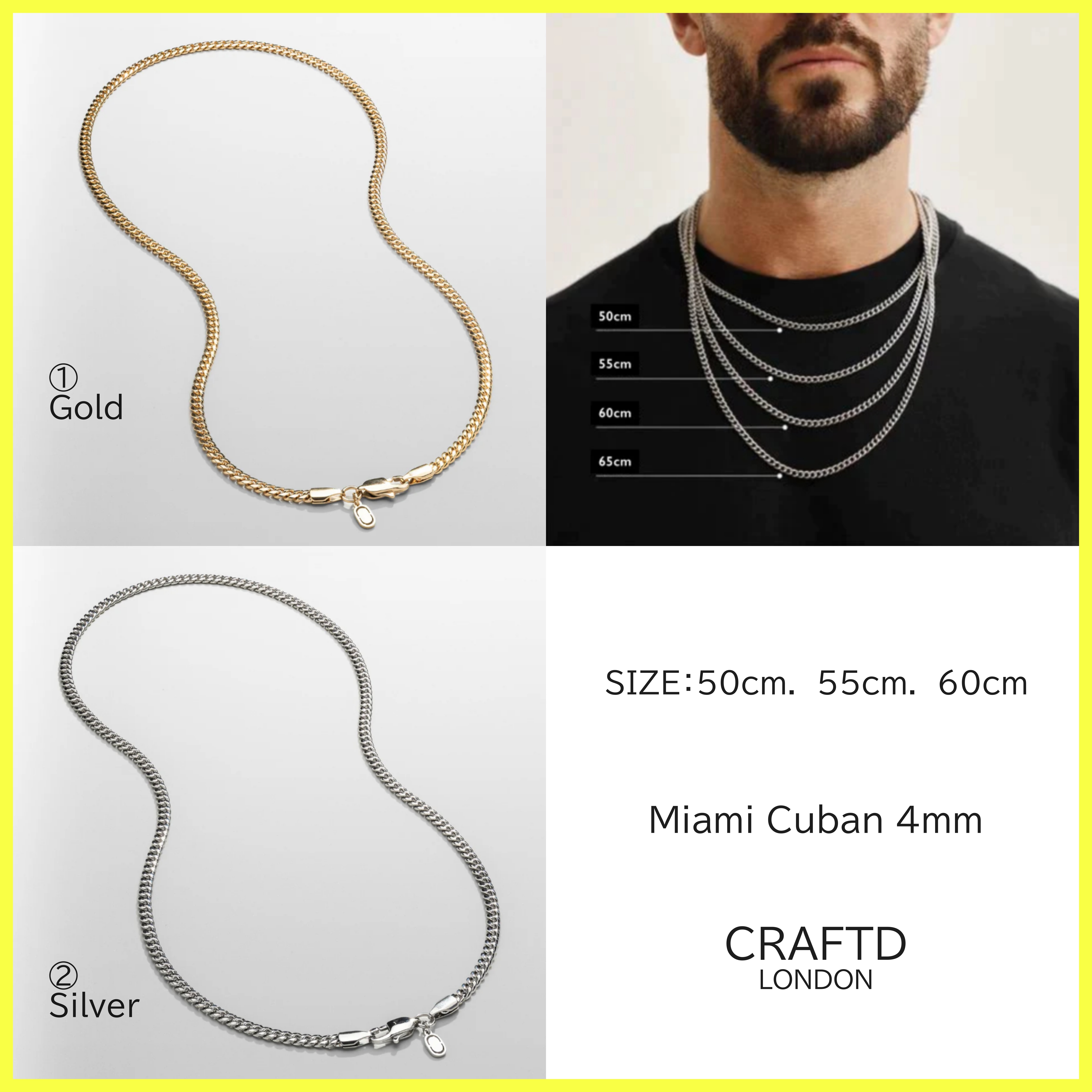 送料関税込【CRAFTD London】Miami Cuban 4mm☆(2色) 国内発送♪