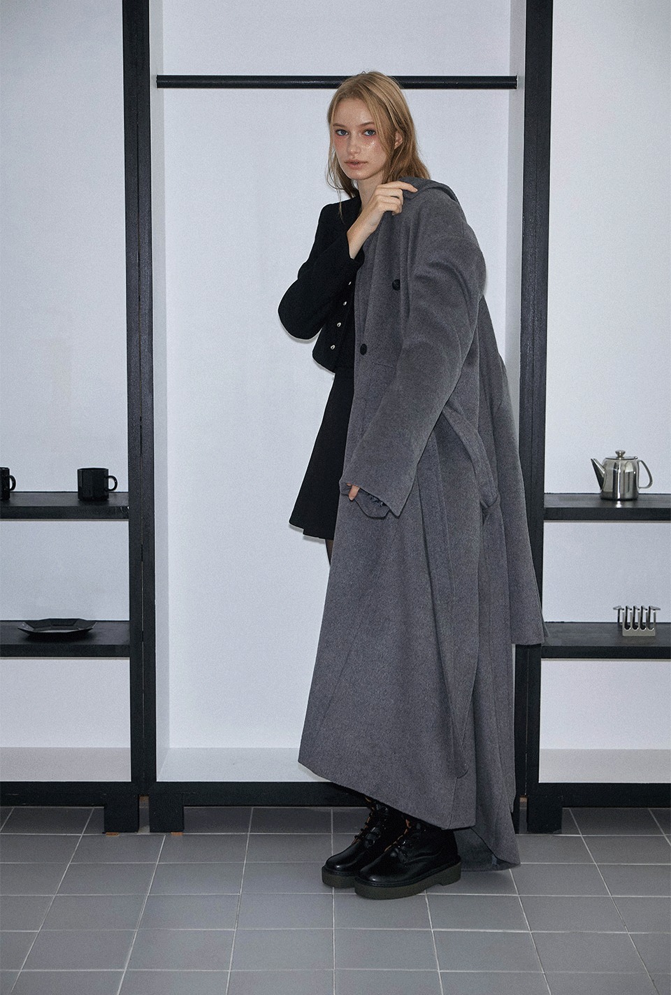 ★Rose Frantz★ Double Button Maxi ロングコート (2色) ☆Rose Frantz☆ Double Button Maxi ロングコート (2色) (Rose