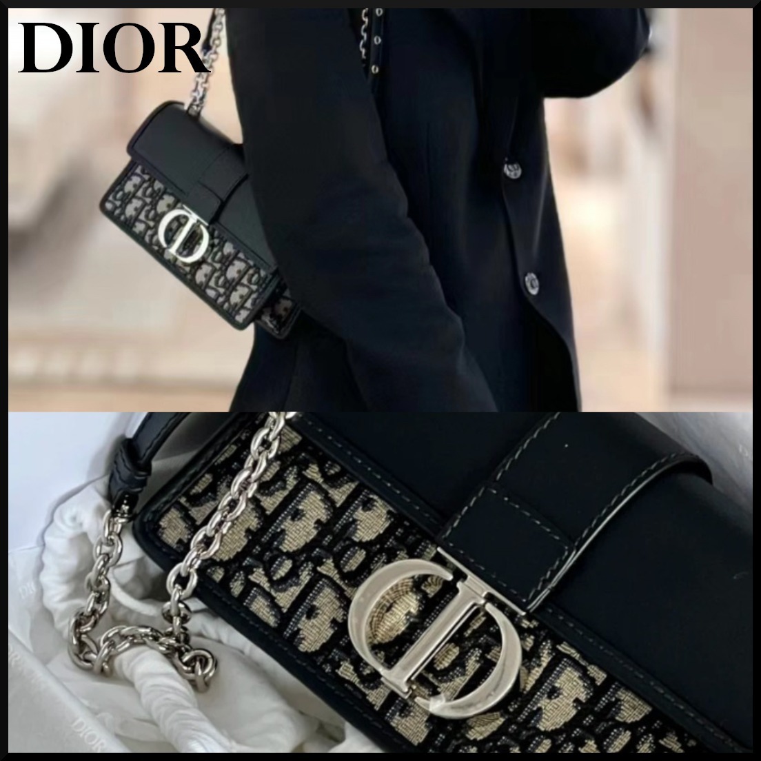 【シルバーロゴが存在感☆】DIOR 30 Montaigne East-West バッグ