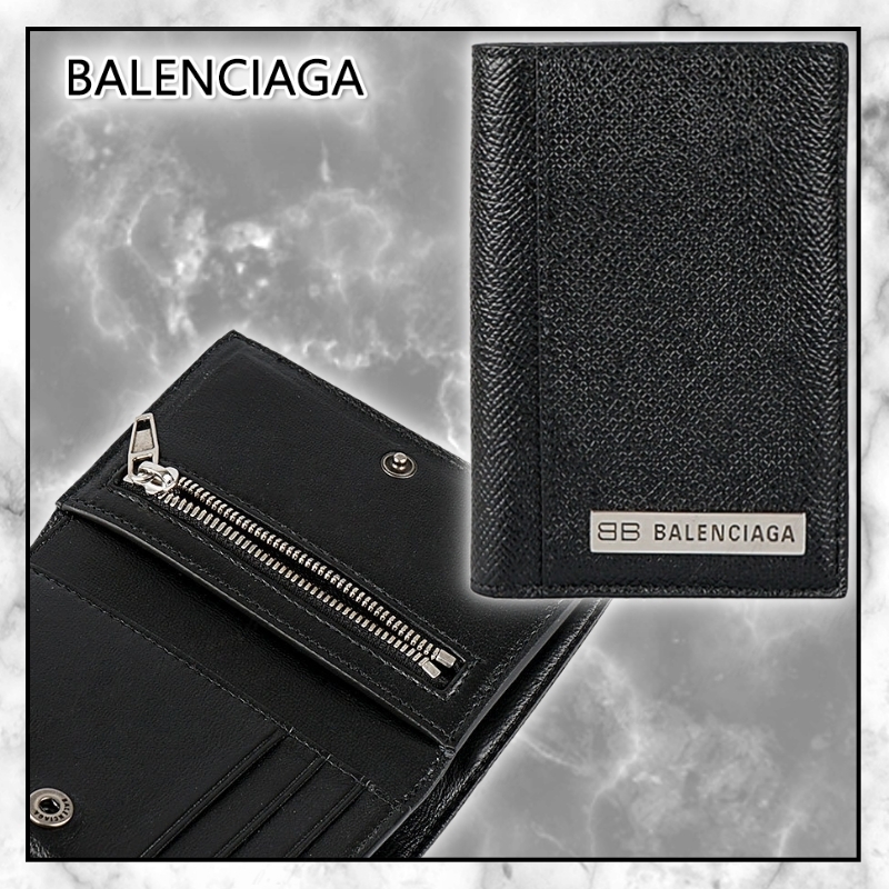 ◆BALENCIAGA 最新作◆メタルロゴ 二つ折り財布/Black◆