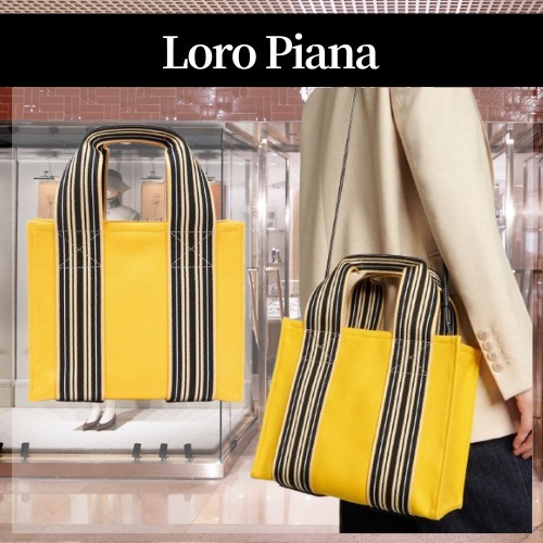 Loro Piana◆スーツケースストライプミニキャンバストートバッグ