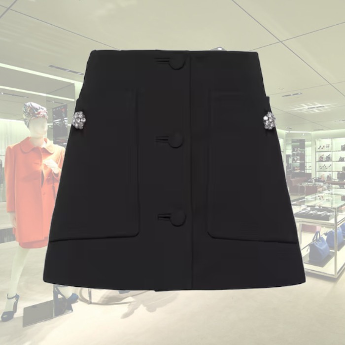 【24AW】ウールサテン ミニスカート ◆プラダ◆人気