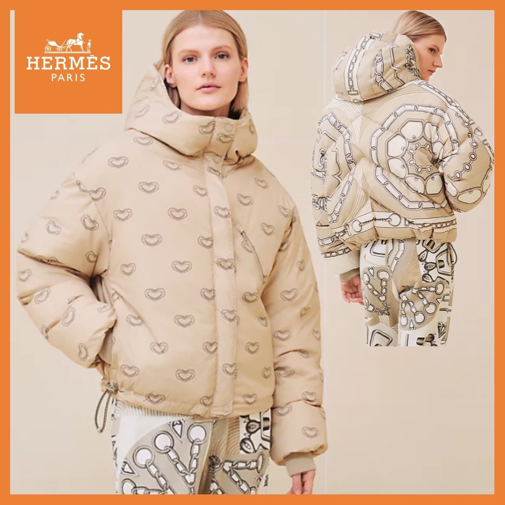 ＊ハート柄が可愛い☆リバーシブル＊【HERMES】ダウンジャケット