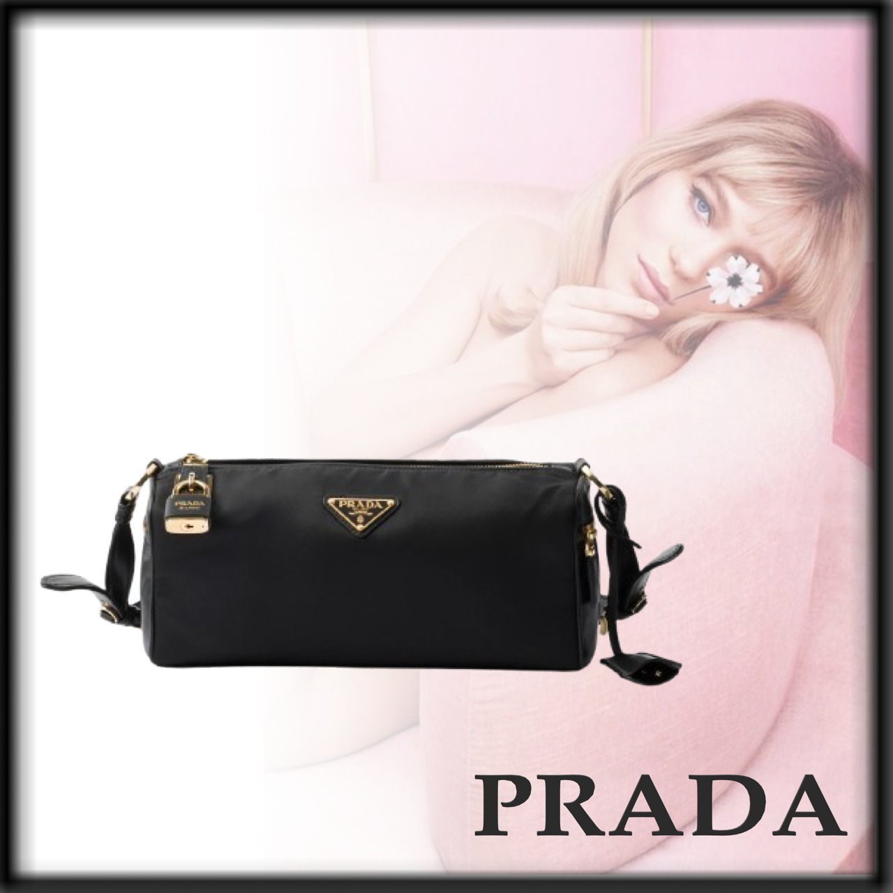 PRADA 上品 Re-Nylon&レザー ミディアム ショルダーバッグ