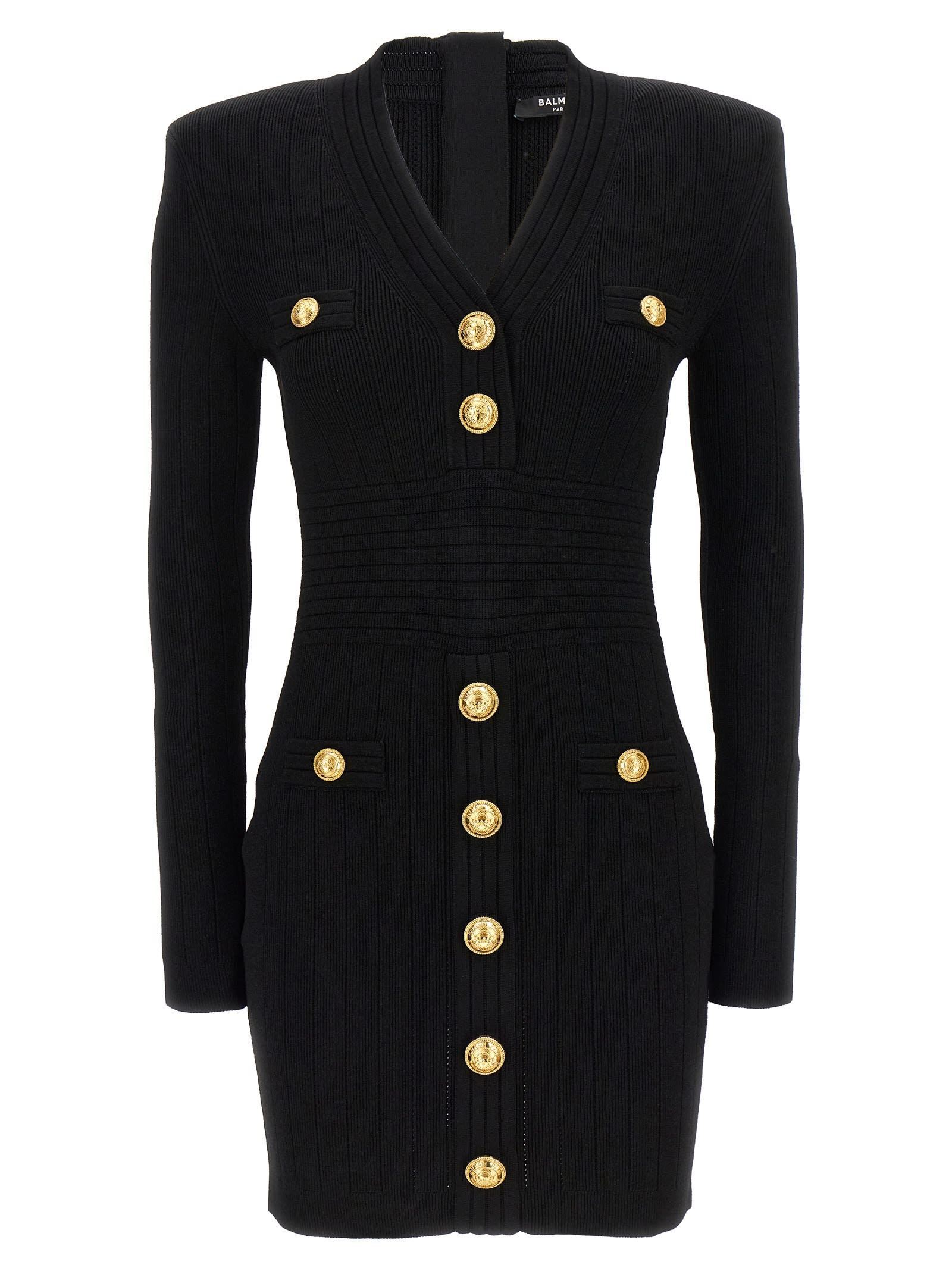 【送料&関税込】Balmain Logo Button Ribbed Dress