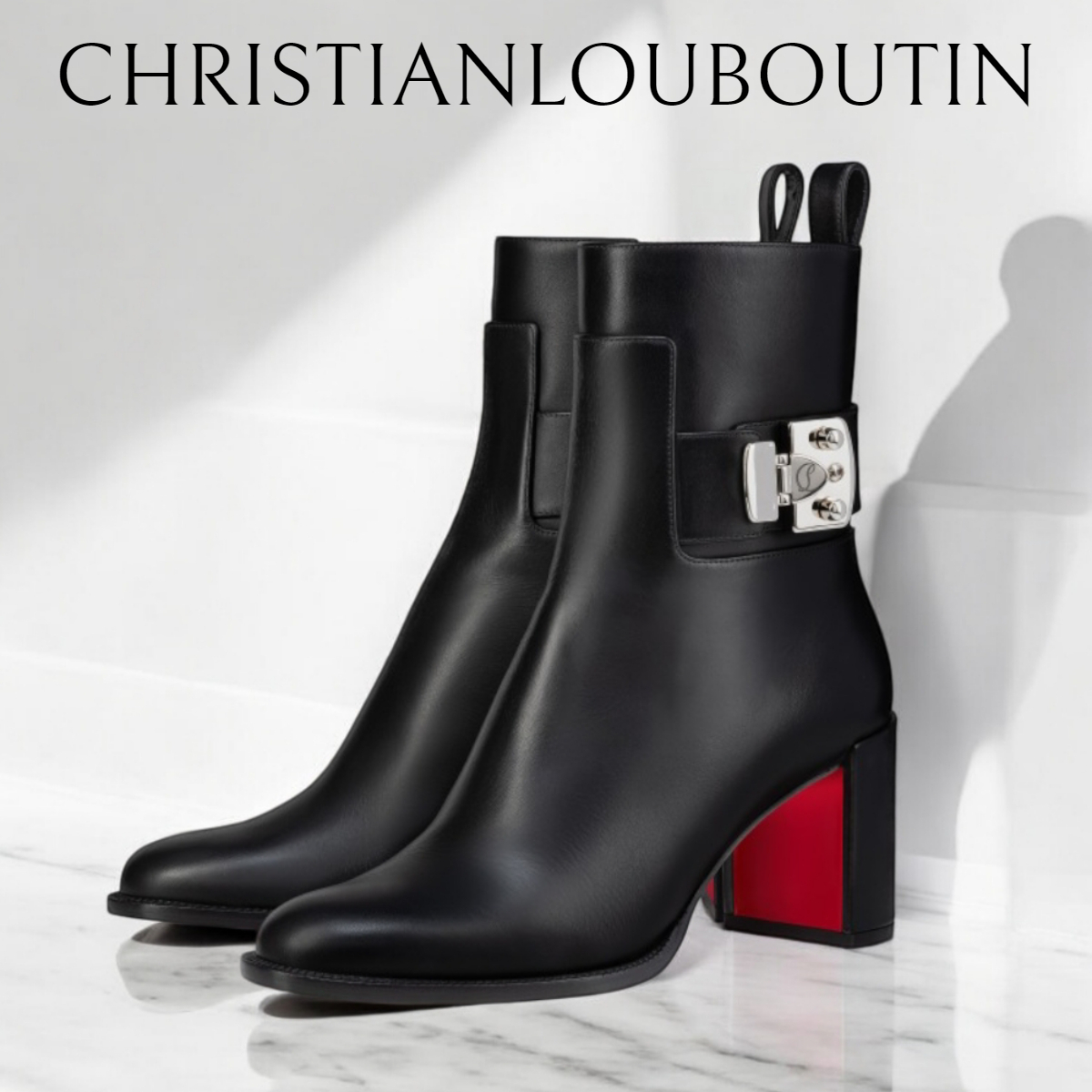 *CHRISTIANLOUBOUTIN* Booty Lock 70mmローブーツ カーフレザー